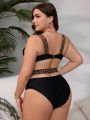 SHEIN Swim Classy Plus Size Bikini Set With Leopard Print Pattern