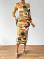 SHEIN SXY Tie Dye Slim Fit Dress