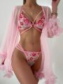 Flower Embroidery Sexy Lingerie Set