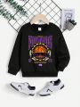 Young Boy Basketball & Letter Graphic Sweatshirt