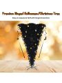 Costway 7ft Upside Down Christmas Halloween Tree Black w/400 Purple LED Lights