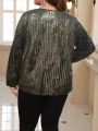 SHEIN LUNE Plus Size Long Sleeve Sequined Top