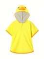 Baby Boy Swimwear With Cartoon Duck Print And Towelling Cover-Up