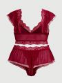 Goth Plus Size Women's Sexy Red Pajama Set