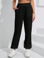 Yoga Basic Solid Slant Pocket Elastic Waist Sweatpants