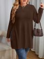 SHEIN Plus Size Women's Long T-Shirt With Slit Hem