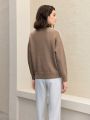 Anewsta Asymmetric Contrast Side Cut-Out Loose Knit Jumper