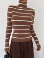 DAZY Striped Pattern Turtleneck Sweater