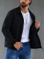 Men Zip Up Solid Jacket