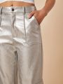 Pretty on the Outside SHEIN ICON Flap Pocket Side PU Leather Pants