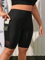 SHEIN Swim SPRTY Women's Plus Size Swim Shorts With Wide Waistband & Phone Pocket