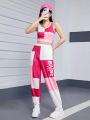 Teen Girls' Two Tone Tank Top And Tracksuit Set