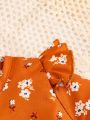 Infant Girls' Vintage Brown Patterned Dress