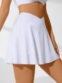 1pc Solid Color High Waist Sport Skort