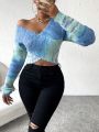 SHEIN Unity Space Dye Crossover Crop Sweater