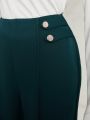 SHEIN Modely Women'S Button Decoration Bell-Bottomed Pants