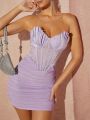 LOVING U Shell Shaped Bustier Ruched Dress