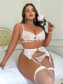 SHEIN Plus Size Hollow Out Lace Sexy Lingerie Set