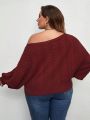 SHEIN CURVE+ Plus Size Solid Color Long Sleeve Sweater