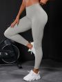 Yoga Basic Solid Wide Waistband Sports Leggings