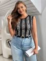 SHEIN Essnce Plus Size Women's New Spring And Summer Clothing Geometric Pattern Vest