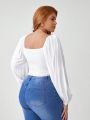 Steven Sweet Plus Size Solid Color Cropped Shirt