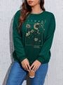 Women's Plus Size Floral Print Drop Shoulder Sweatshirt