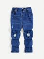 SHEIN Toddler Boys' Distressed Denim Jeans