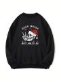 Plus Christmas Slogan & Skull Print Pullover