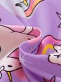 Little Girl's Cute Unicorn Printed Pattern Purple Loose Casual Nightgown One Piece Home Wear