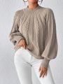 SHEIN Frenchy Cable Knit Lantern Sleeve Sweater