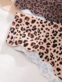 5 pcs Leopard Print Scallop Trim Panty