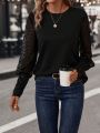 Contrast Lace Bishop Sleeve Sweatshirt