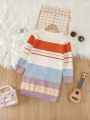 SHEIN Kids EVRYDAY Young Girl Color Block Sweater Dress