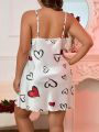 Plus Size Heart Print Cami Sleep Dress