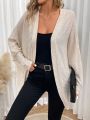 SHEIN Frenchy Ladies' Knit Regular Fit Waffle Pattern Long Sleeve Cardigan