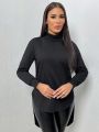 SHEIN SXY Turtleneck Drop Shoulder Sleeve Sweatshirt