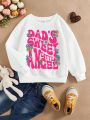 Toddler Girls' Casual Letter Printed Long Sleeve Hoodie, Suitable For Autumn And Winter