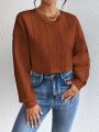 SHEIN Essnce Women's Solid Color Drop Shoulder Cropped Sweatshirt