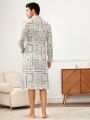 Men'S Cashew Print Robe With Two Pockets And Waist Belt