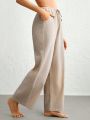 SHEIN Leisure Drawstring Waist Wide Leg Lounge Pants