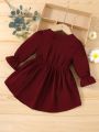 Baby Overlap Collar Flounce Sleeve Dress