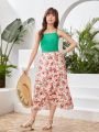 Teen Girls' Floral Print Cami Top And Skirt Set