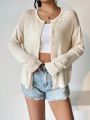 Solid Drop Shoulder Button Front Cardigan