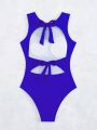 Women's Backless One-piece Swimsuit With Knotted Detail