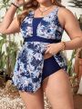 SHEIN Swim Classy Plus Size Full Printed Floral Bikini Set