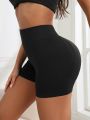 Yoga Basic Wide Waistband Scrunch Butt Sports Shorts