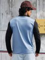 Fitness Men's Half Zipper Stand Collar Long Sleeve Jacket