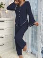 Women's Bell Sleeve Long Sleeve Long Pants Pajama Set