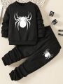 Boys' (big) Spider Print Hoodie And Sweatpants Two-piece Set